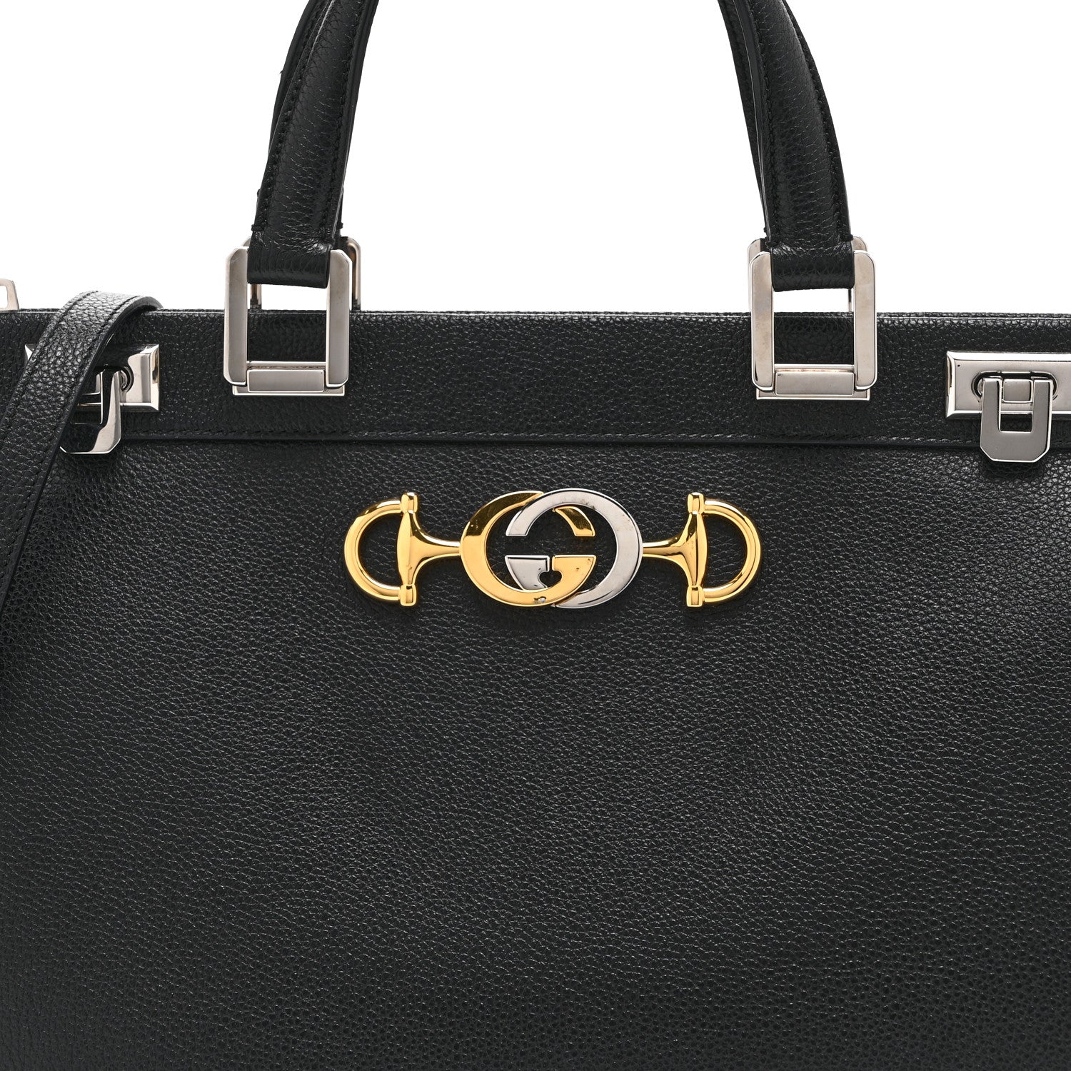 Gucci Grainy Calfskin Medium Zumi Top Handle Bag Black