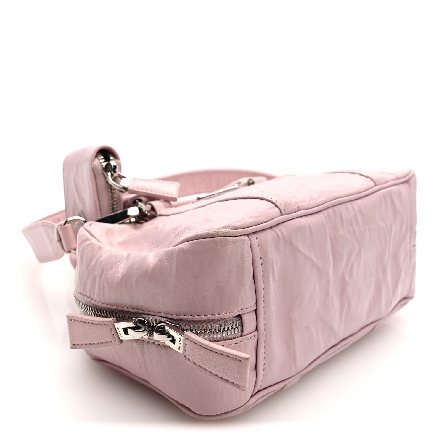 Prada Nappa Antique Small Re-Edition 2001 Two Handle Crossbody Bag Alabastro