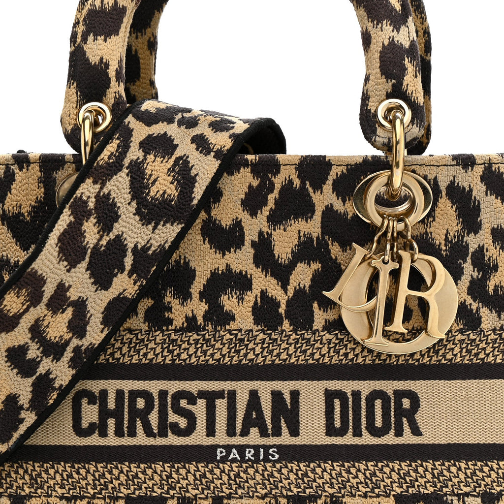 Christian Dior Canvas Medium Mizza Embroidered Lady D-Lite Beige Multicolor