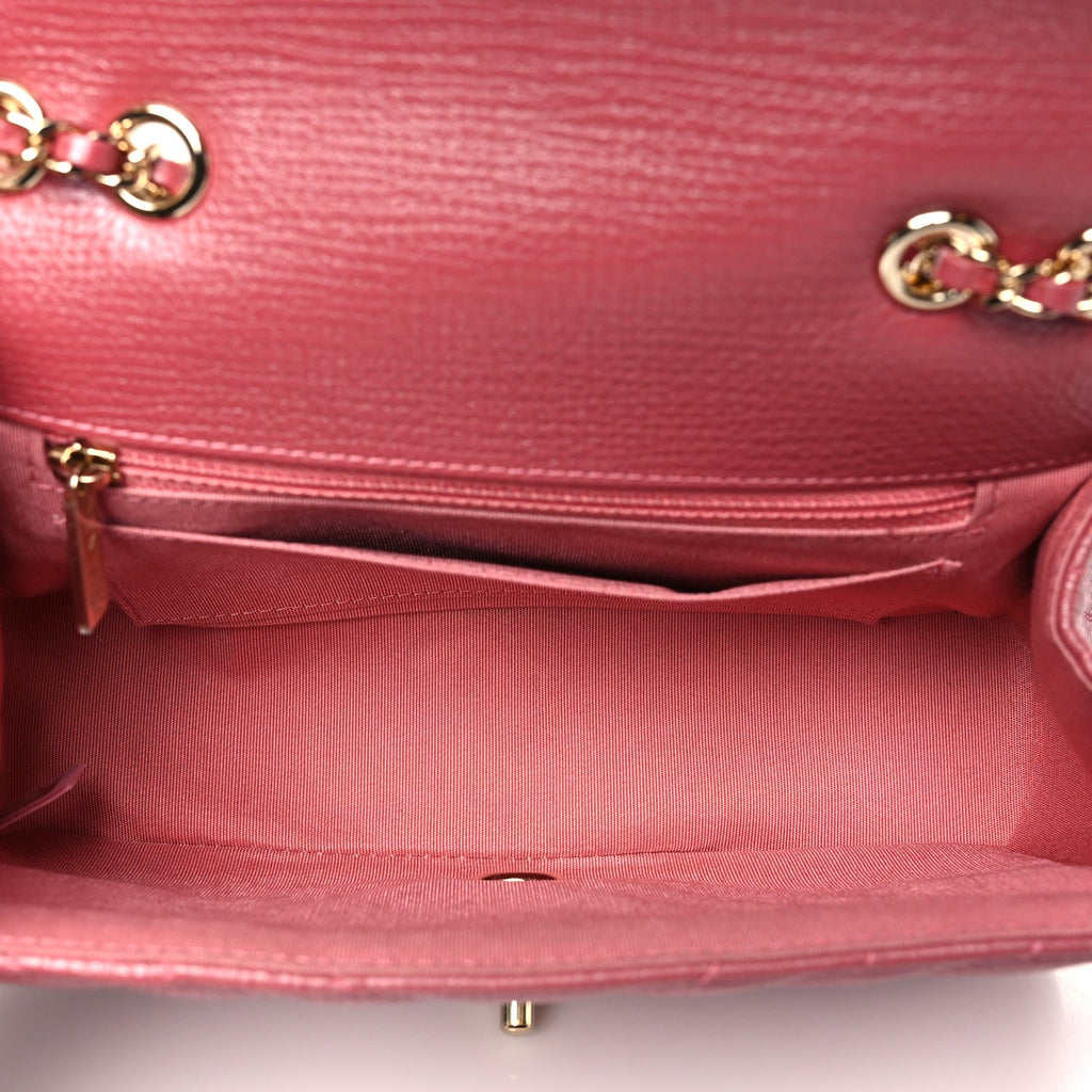 Chanel Calfskin Chevron Quilted Mini Statement Flap Pink
