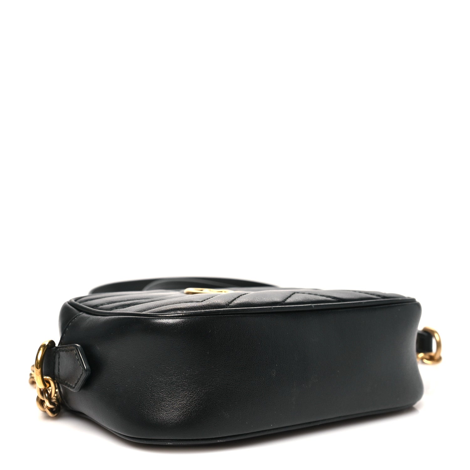 Gucci Calfskin Matelasse Mini GG Marmont Chain Shoulder Bag Black