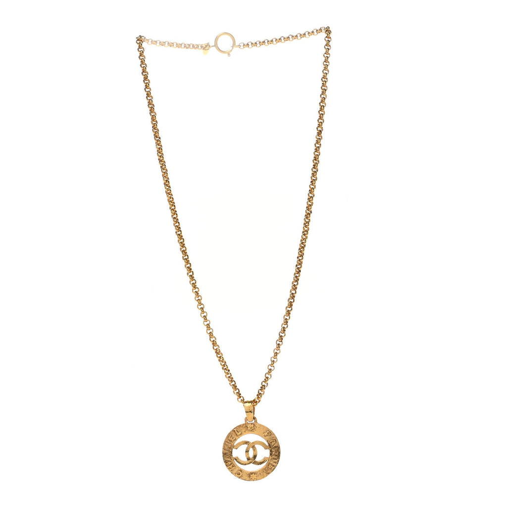 CC Chain Pendant Long Necklace Gold