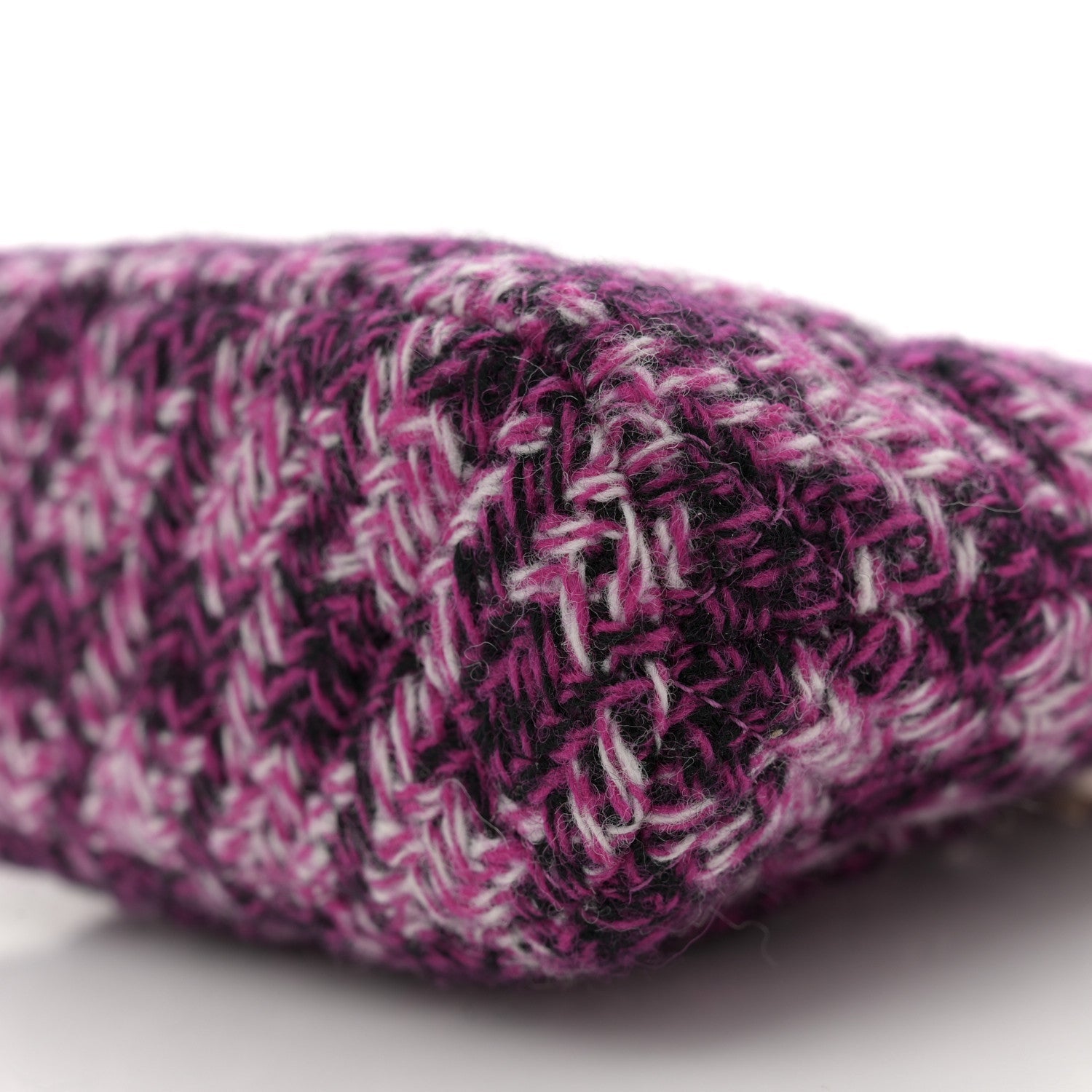 Chanel Tweed Quilted Mini Clutch With Chain Purple