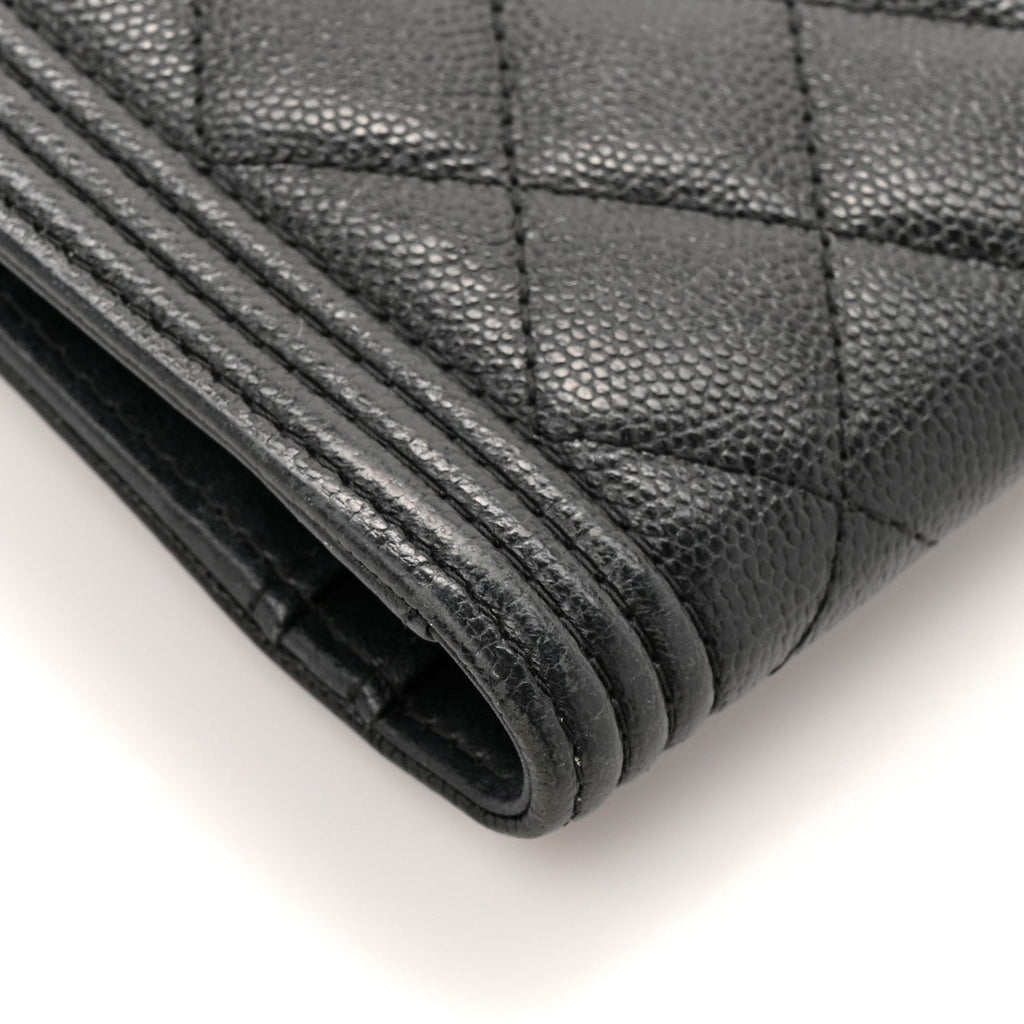 Caviar Quilted Boy Yen Wallet Black