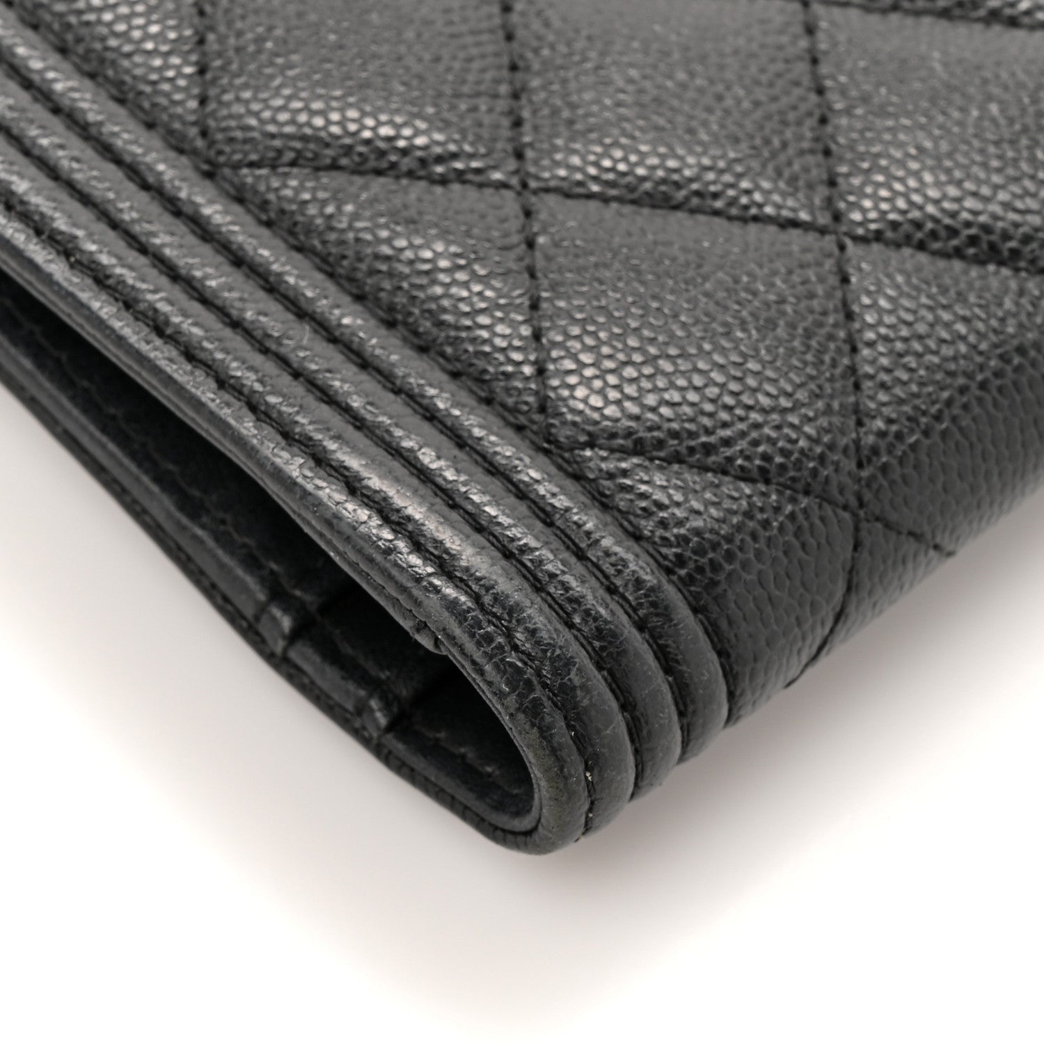 Caviar Quilted Boy Yen Wallet Black