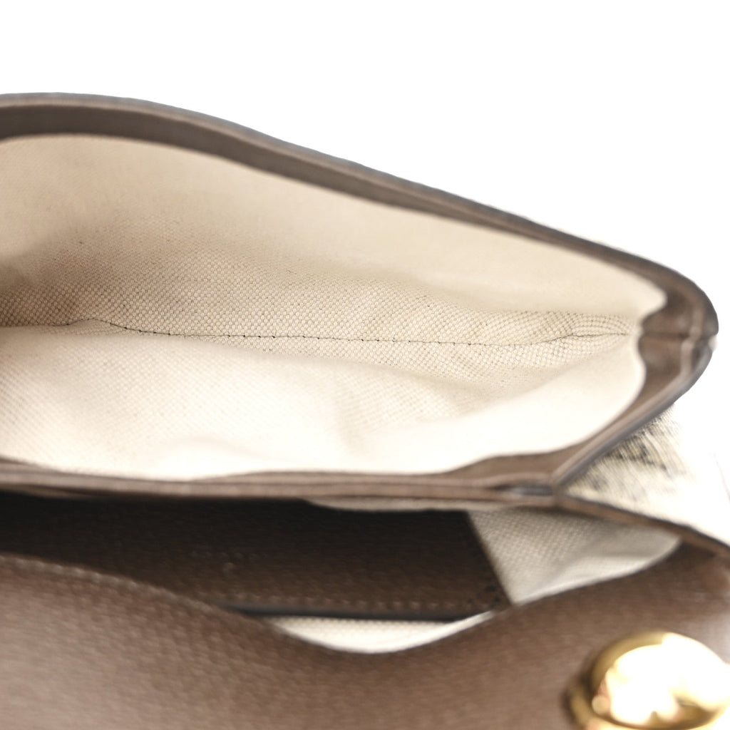 Gucci GG Supreme Monogram Textured Dollar Calfskin Mini Blondie Chain Shoulder Flap Bag Beige Ebony New Acero