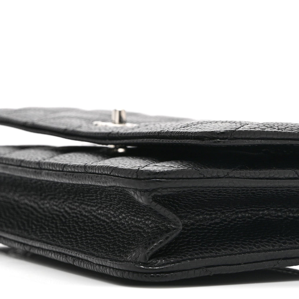 Chanel Caviar Quilted CC Turnlock Wallet On Chain WOC Black