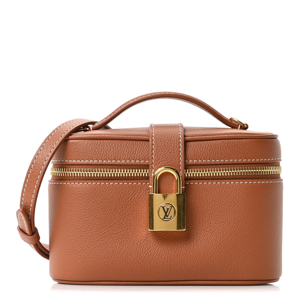 Louis Vuitton Grained Calfskin Low Key Vanity Pouch Cognac