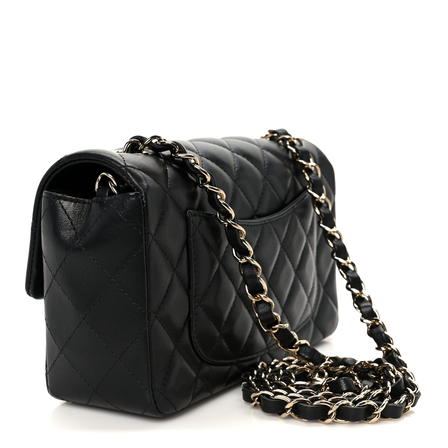 Chanel Lambskin Quilted Mini Rectangular Flap Black