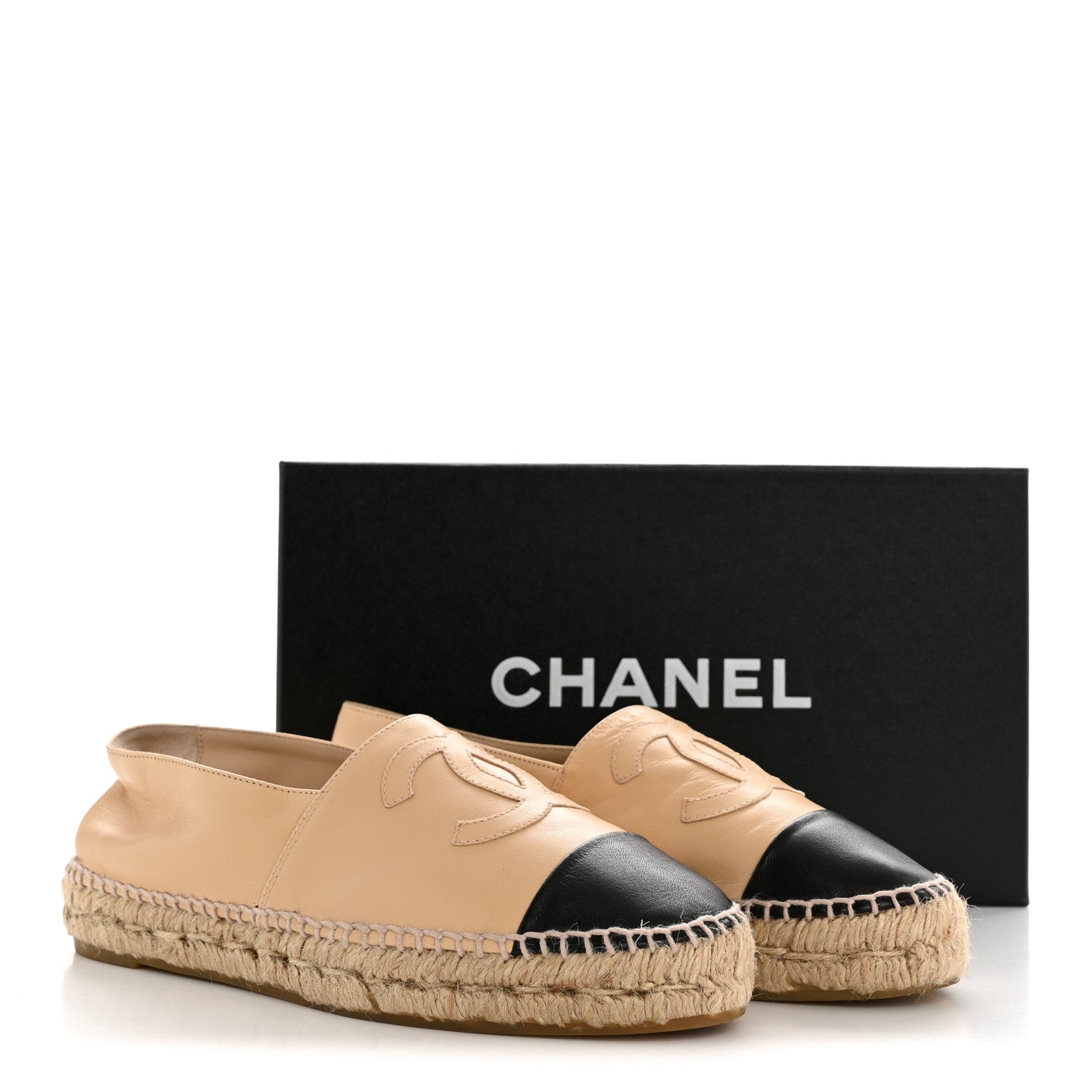 Lambskin CC Espadrilles 37 Beige Black