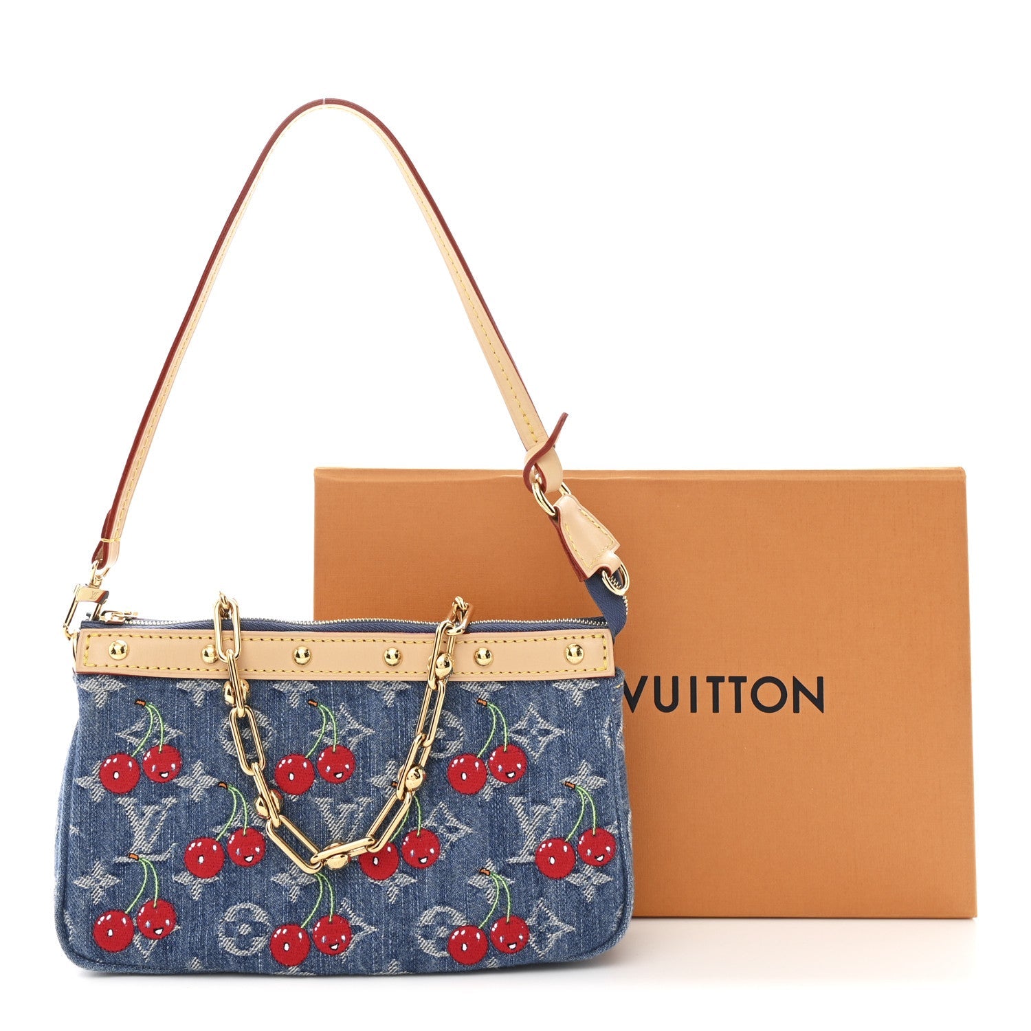 Louis Vuitton LV X TM Monogram Denim Cerises Pochette Accessories Blue