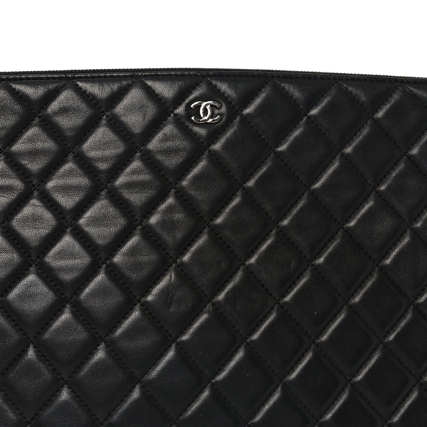 Lambskin Quilted Large Cosmetic Case Black
