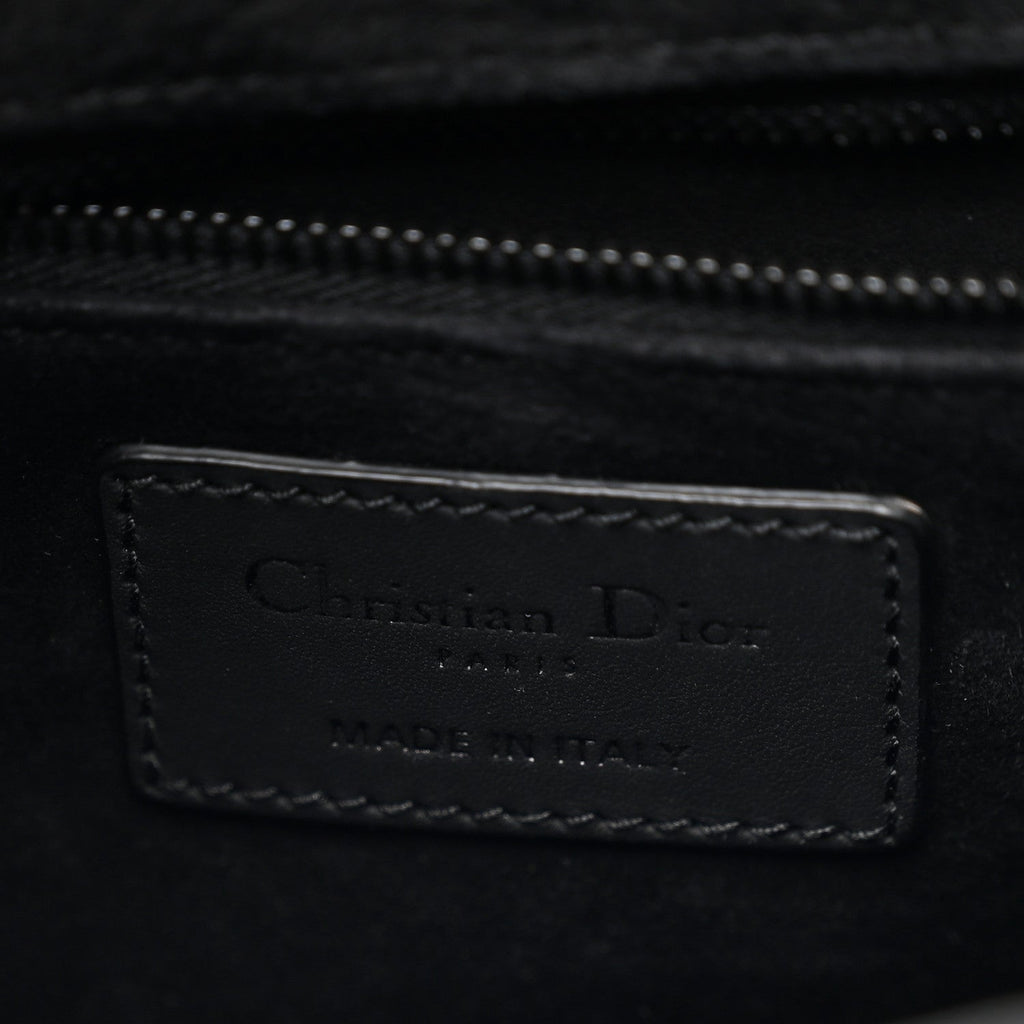 Christian Dior Ultra Matte Calfskin Cannage Medium Lady Dior Black