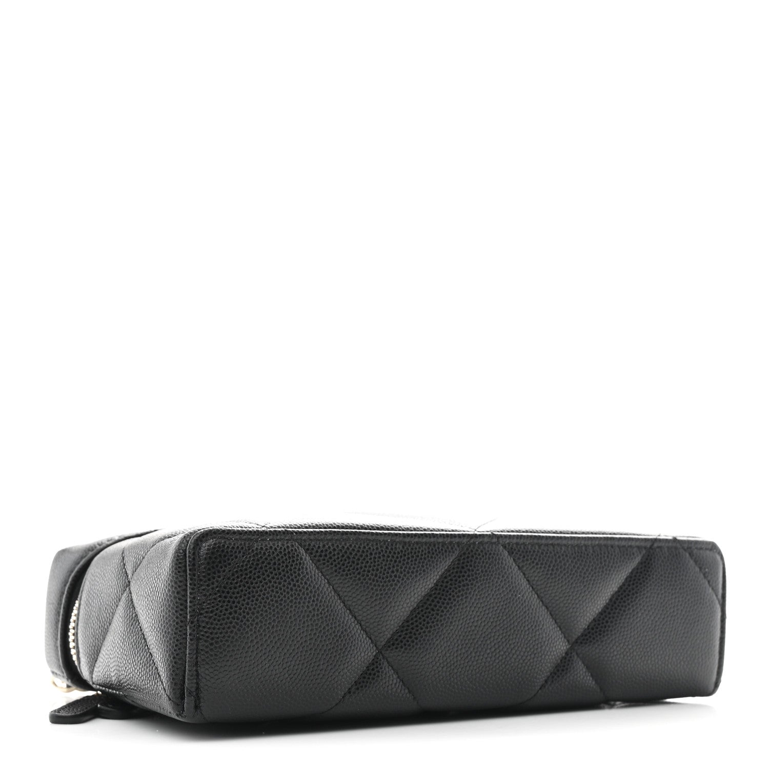 Chanel Caviar Quilted Top Handle Slim Vanity With Chain Black