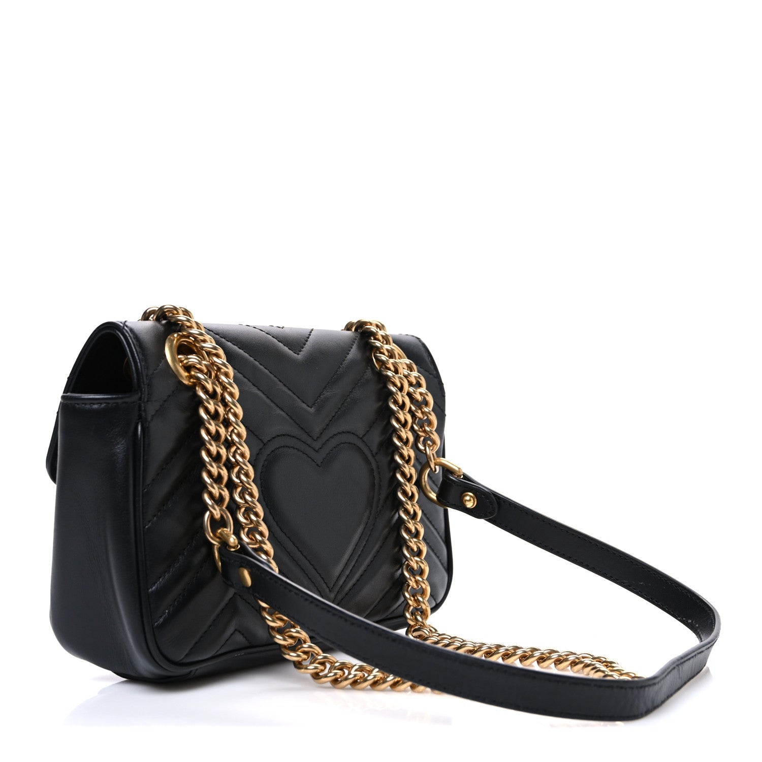 Gucci Calfskin Matelasse Mini GG Marmont Shoulder Bag Black