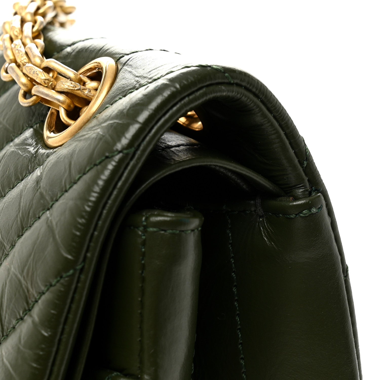 Chanel Aged Calfskin Chevron Quilted 2.55 Reissue 225 Flap Green