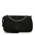 Gucci Pebbled Calfskin Medium Soho Flap Crossbody Black