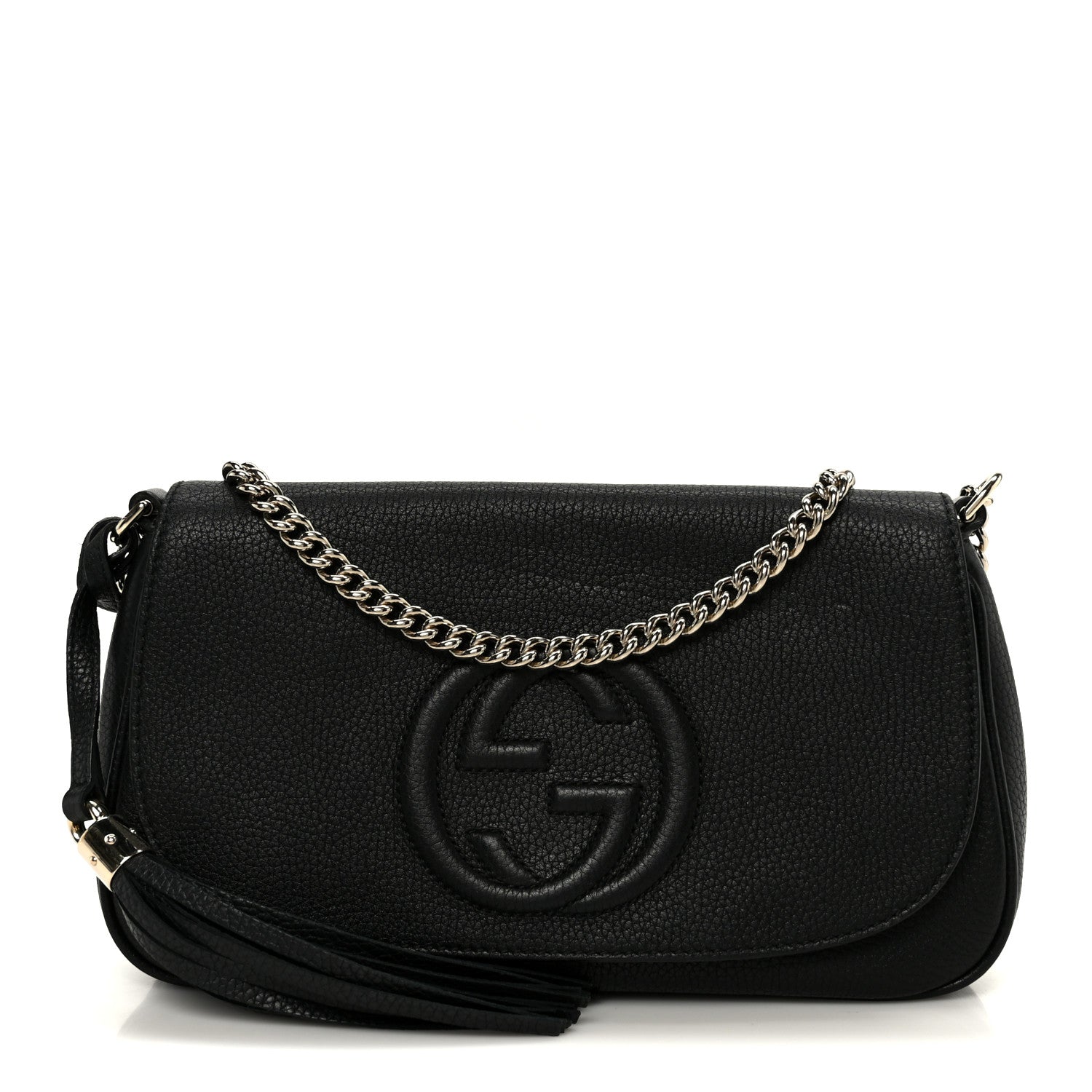 Gucci Pebbled Calfskin Medium Soho Flap Crossbody Black