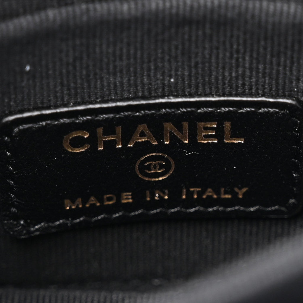 Chanel Lambskin Quilted Top Handle Flap Clutch With Chain Black