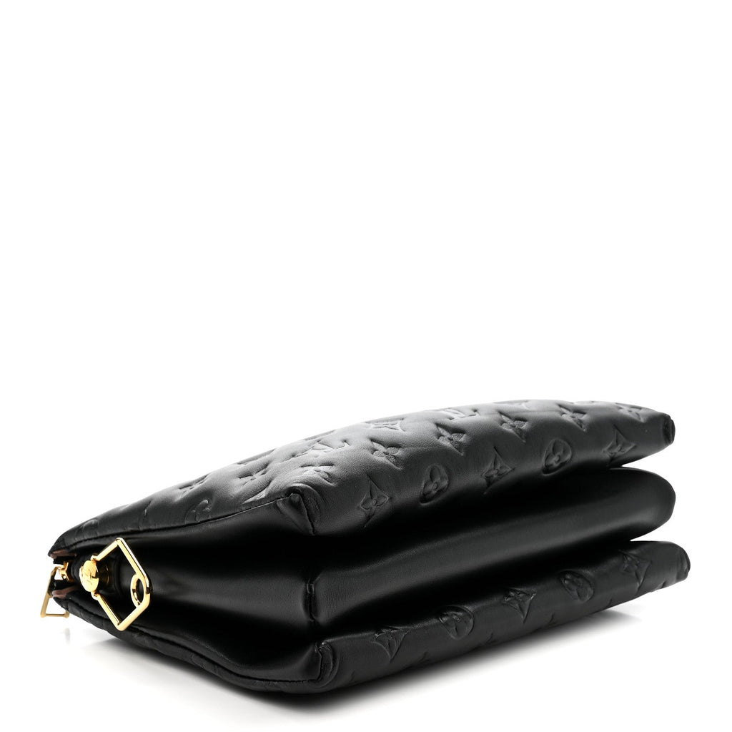 Louis Vuitton Lambskin Embossed Monogram Coussin PM Black