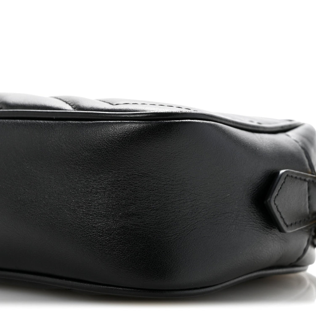 Gucci Calfskin Matelasse Mini GG Marmont Chain Shoulder Bag Black