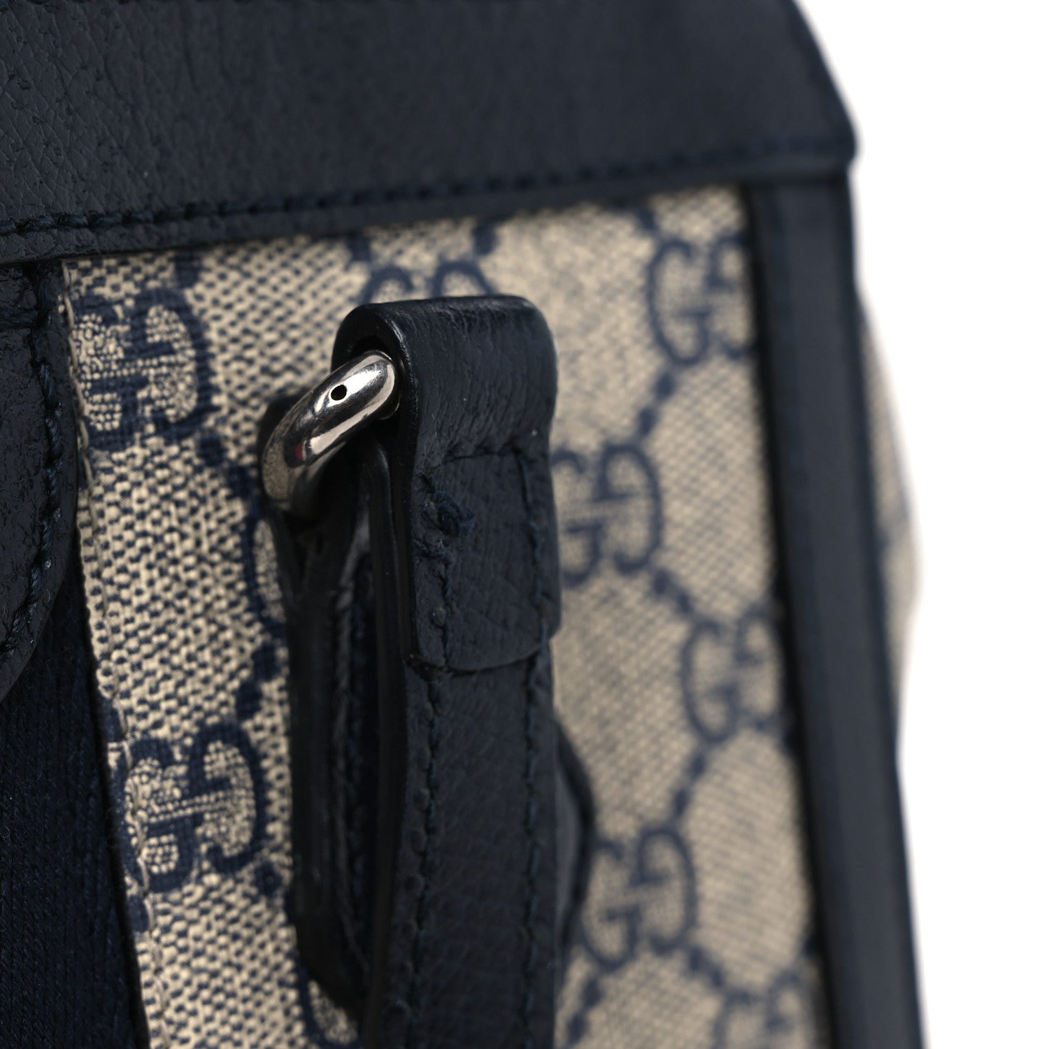 Gucci GG Supreme Monogram Textured Dollar Calfskin Web Small Ophidia Tote Bag Beige Blue