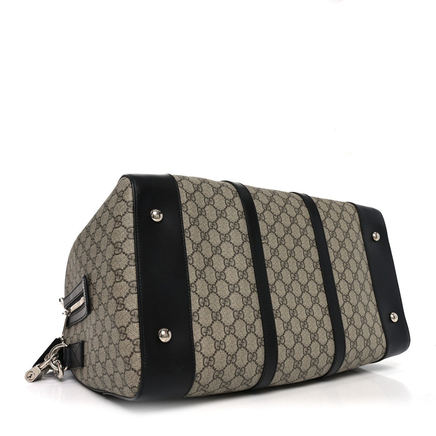 Gucci GG Supreme Monogram Selleria Calfskin Medium Duffle Beige Ebony Black