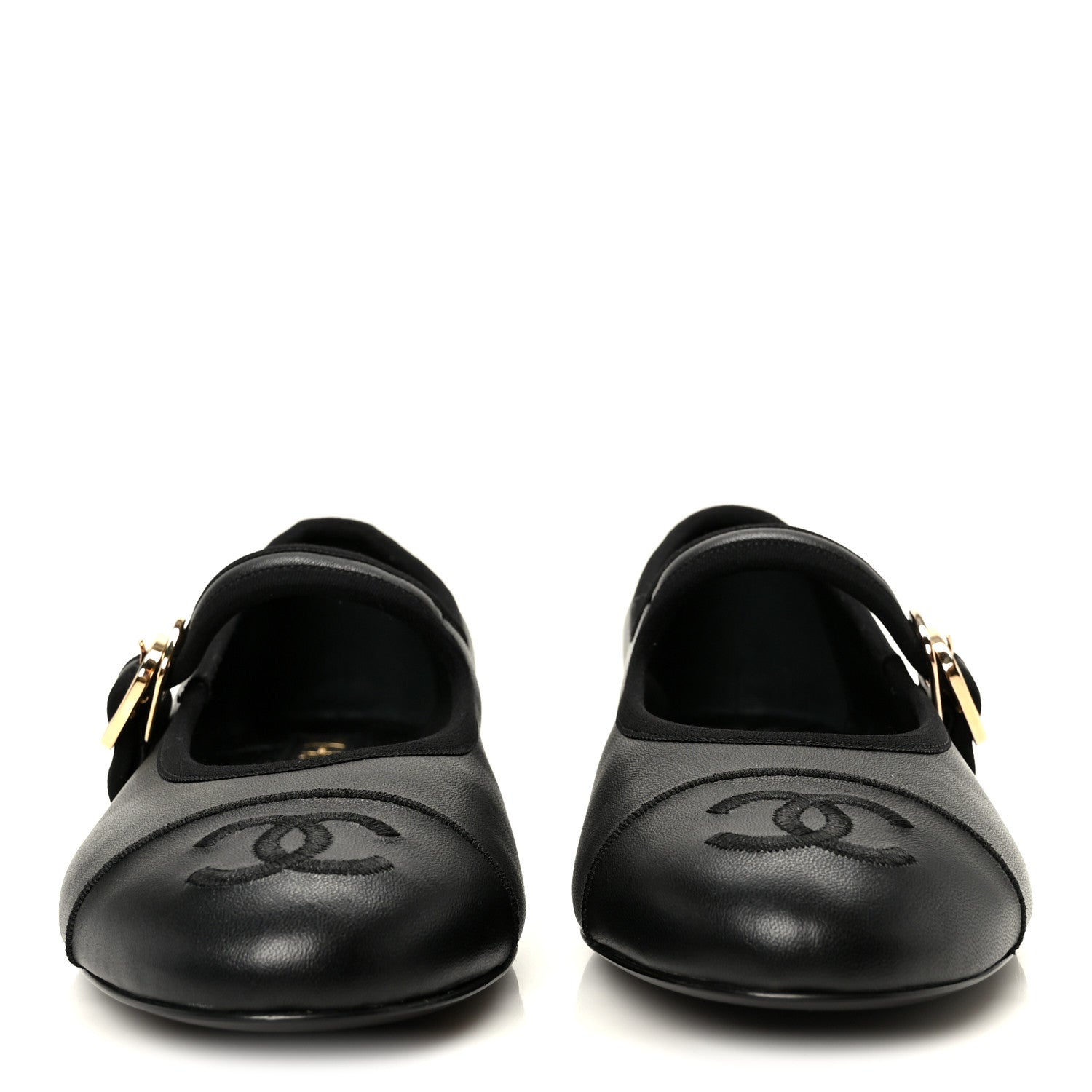 Lambskin Mary Jane Flats 37 Black