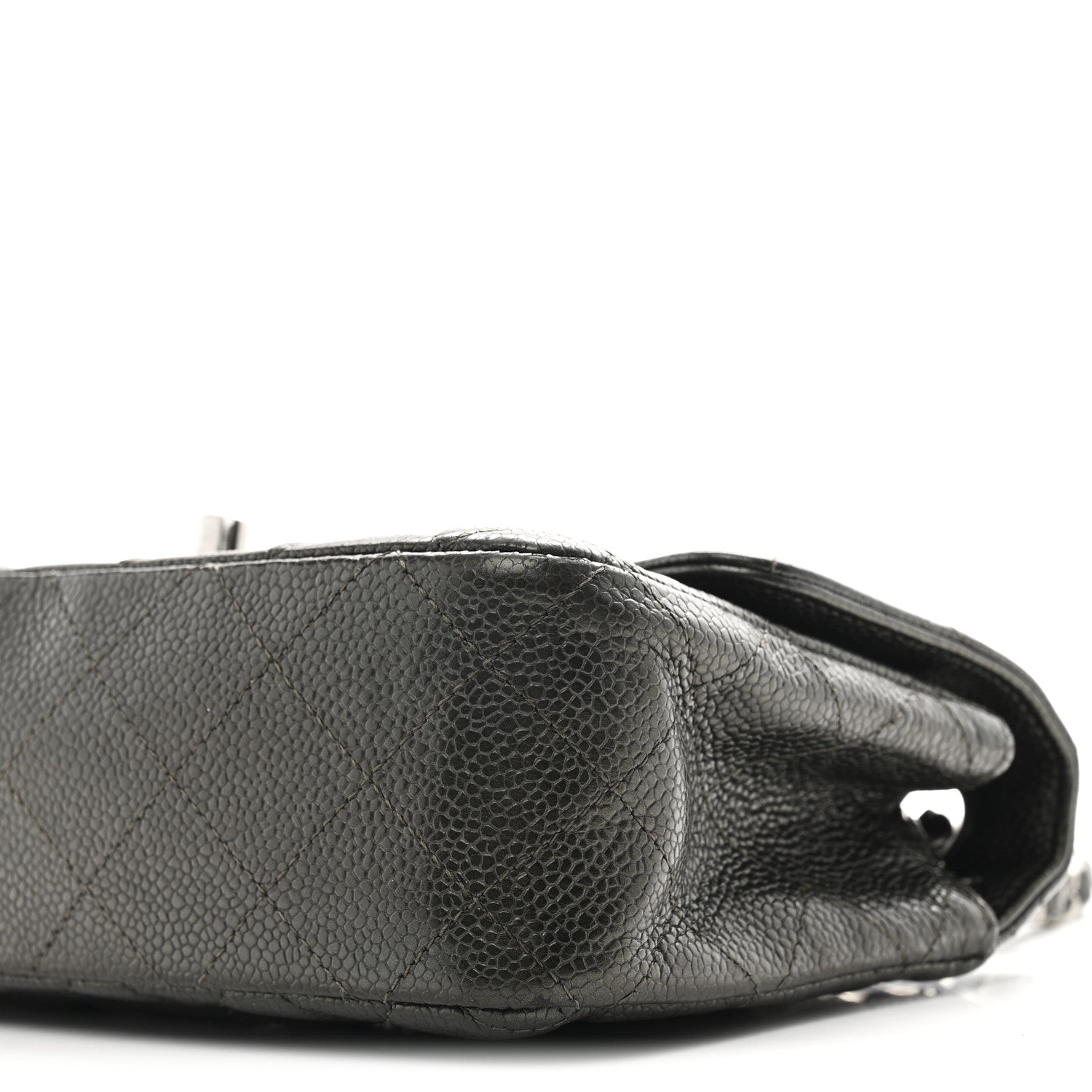 Chanel Metallic Caviar Quilted Mini Rectangular Flap Dark Grey