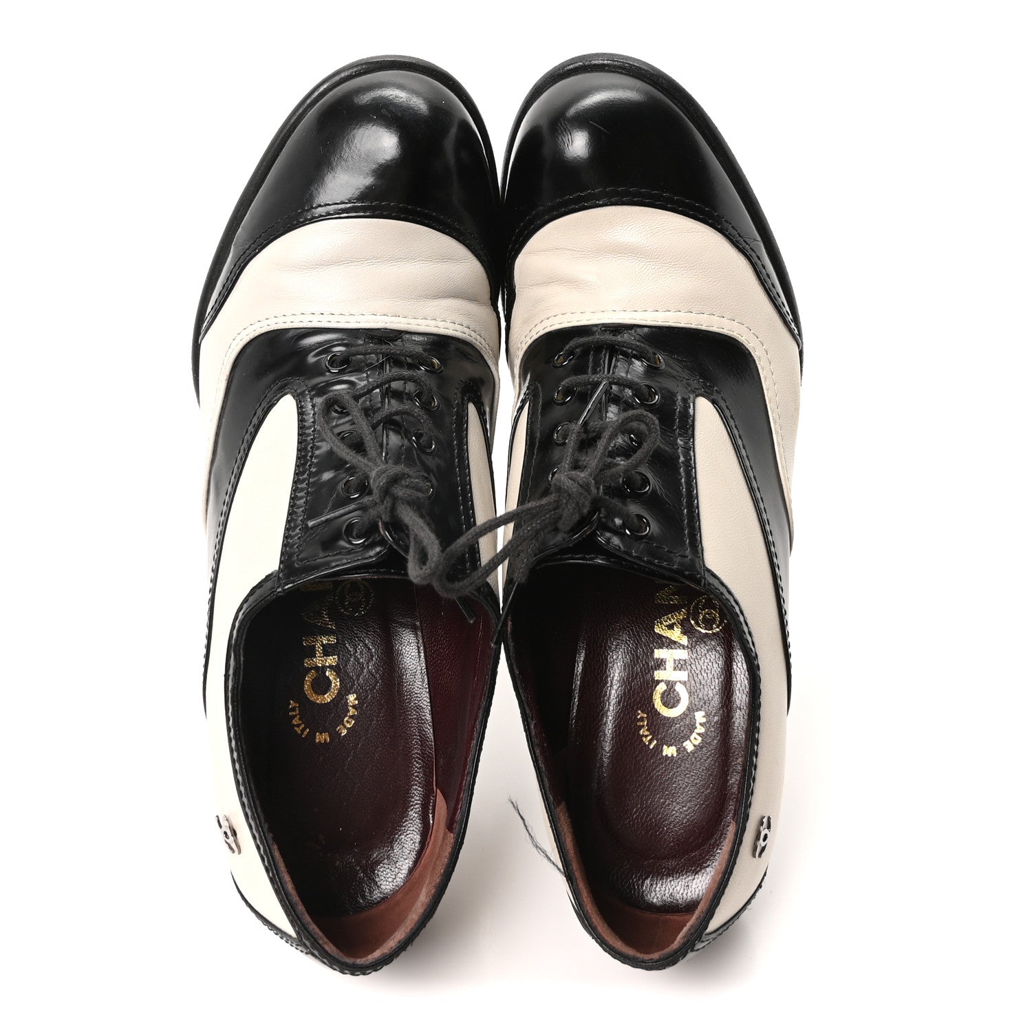 Calfskin Oxford Lace Up Booties 36 Black Beige