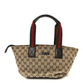 Gucci GG Monogram Small Web Handle Bucket Tote Dark Brown
