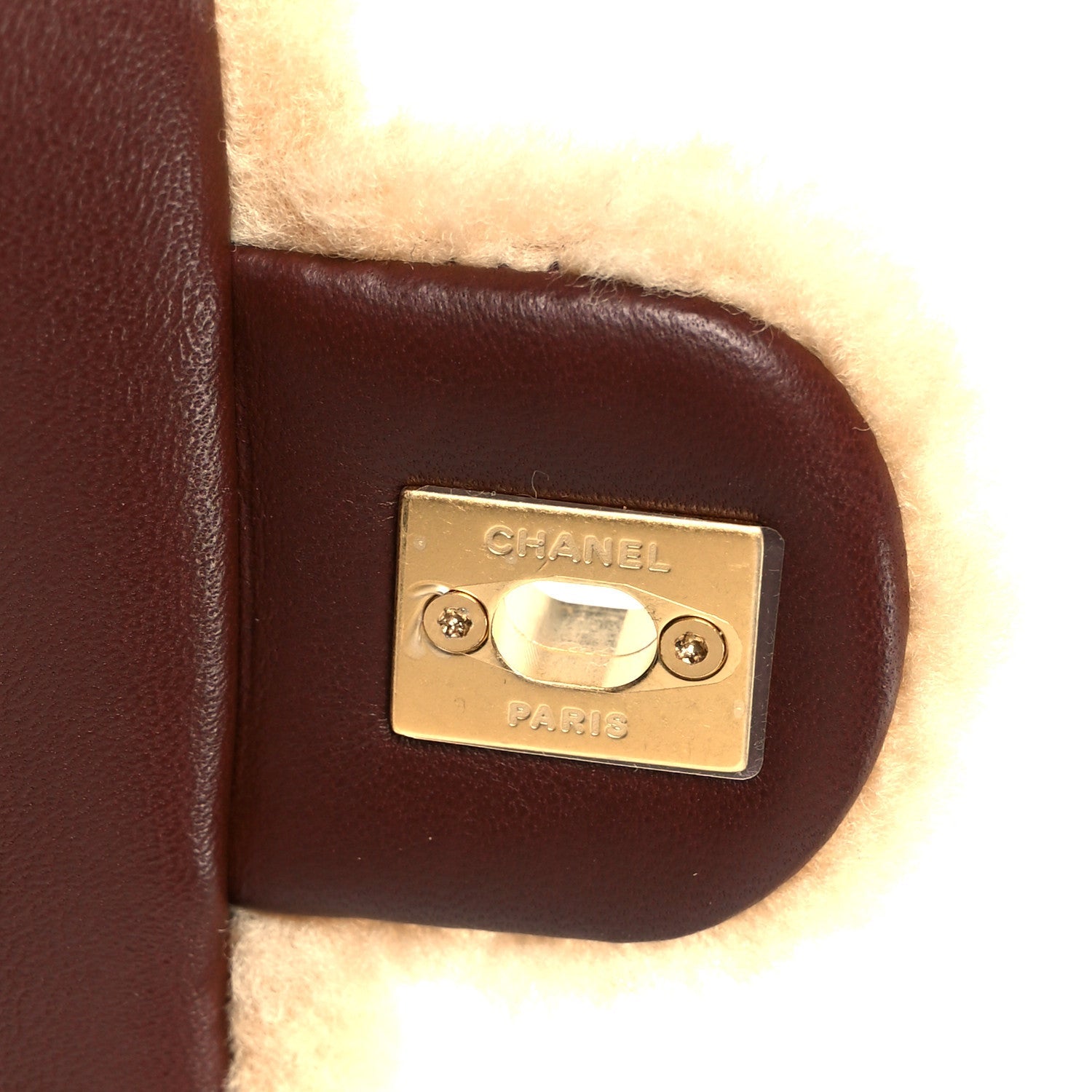 Chanel Shearling Lambskin Quilted Mini Furry Coco Flap Beige Dark Brown