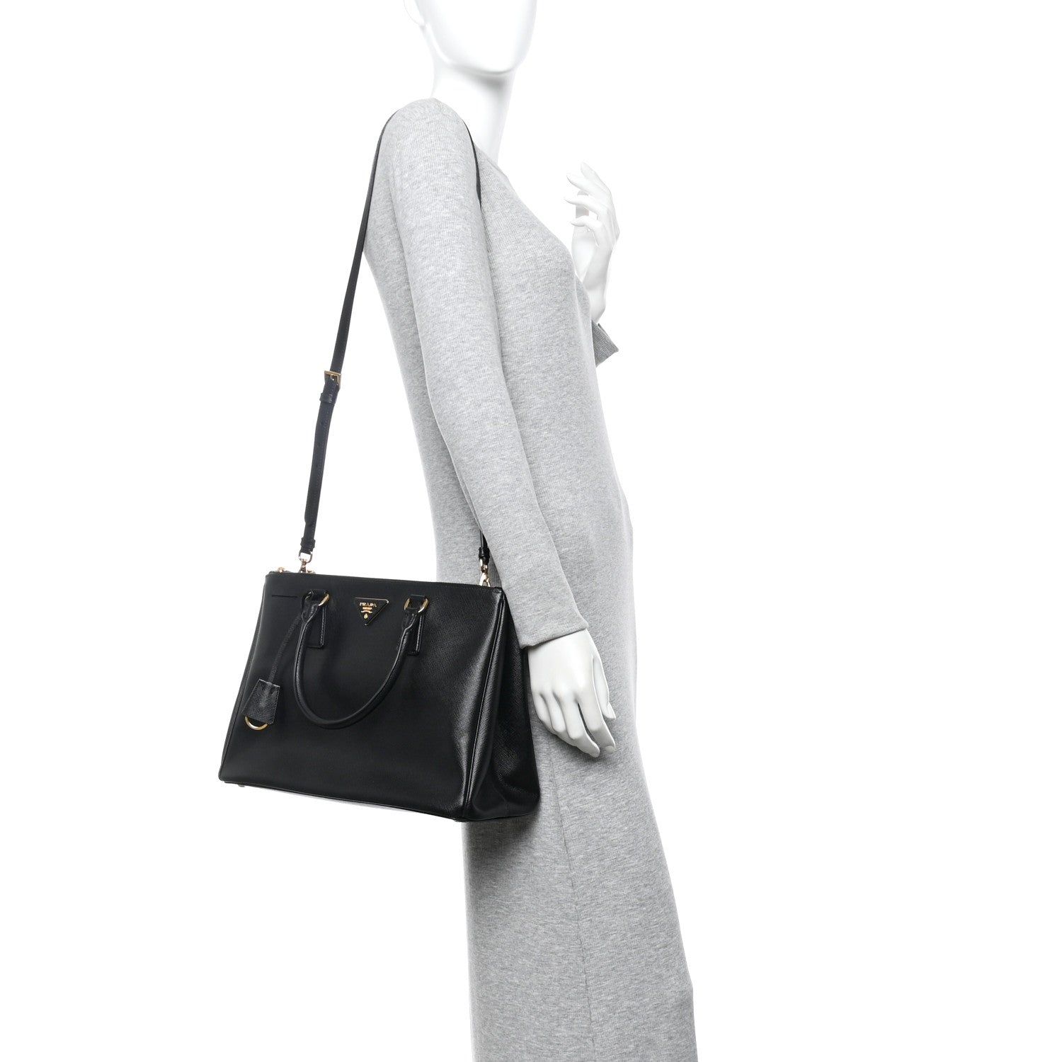 Prada Saffiano Lux Medium Galleria Double Zip Black Black