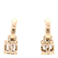 Enamel CC Cube Drop Earrings Gold White