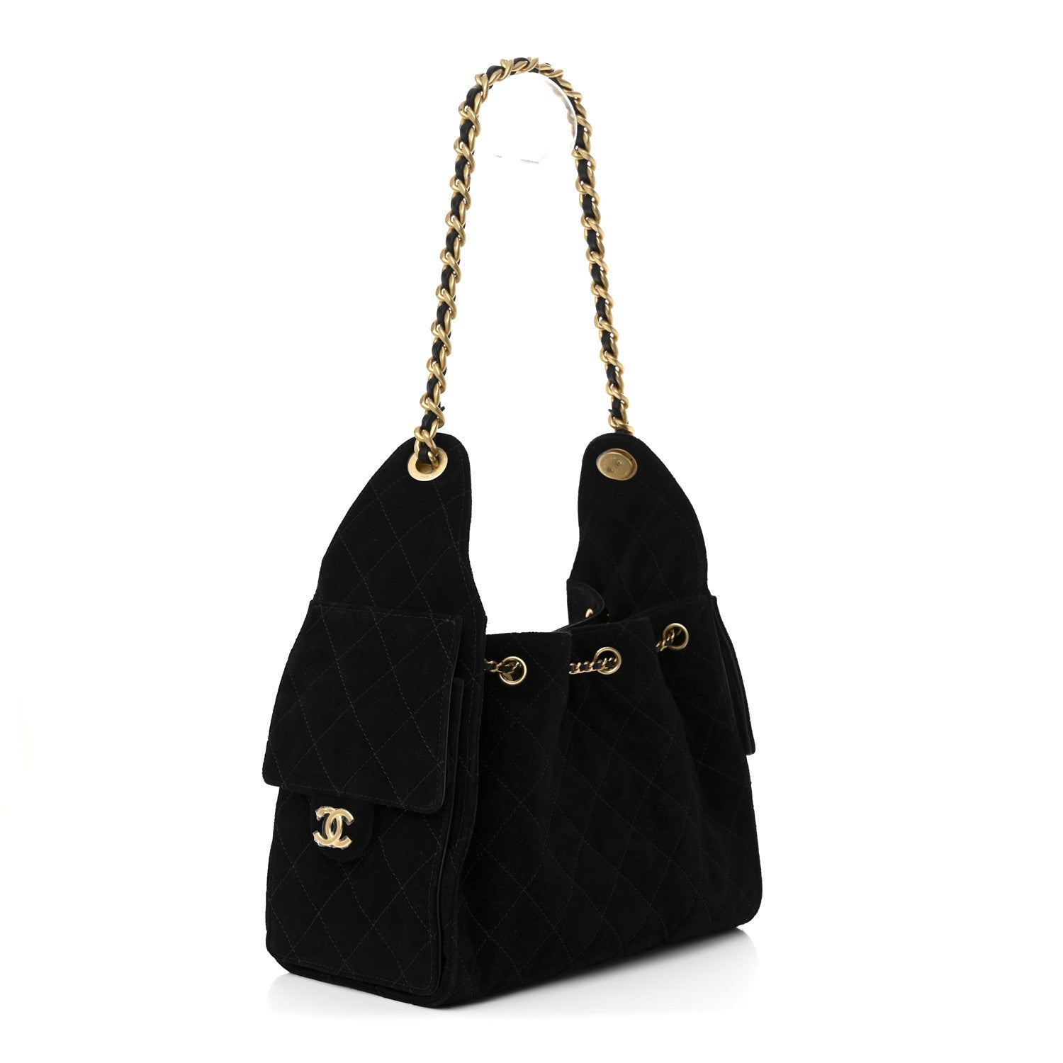 Chanel Suede Quilted Small Chanel 25 Handbag Black