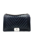 CHANEL Chevron Boy Bag Medium Black
