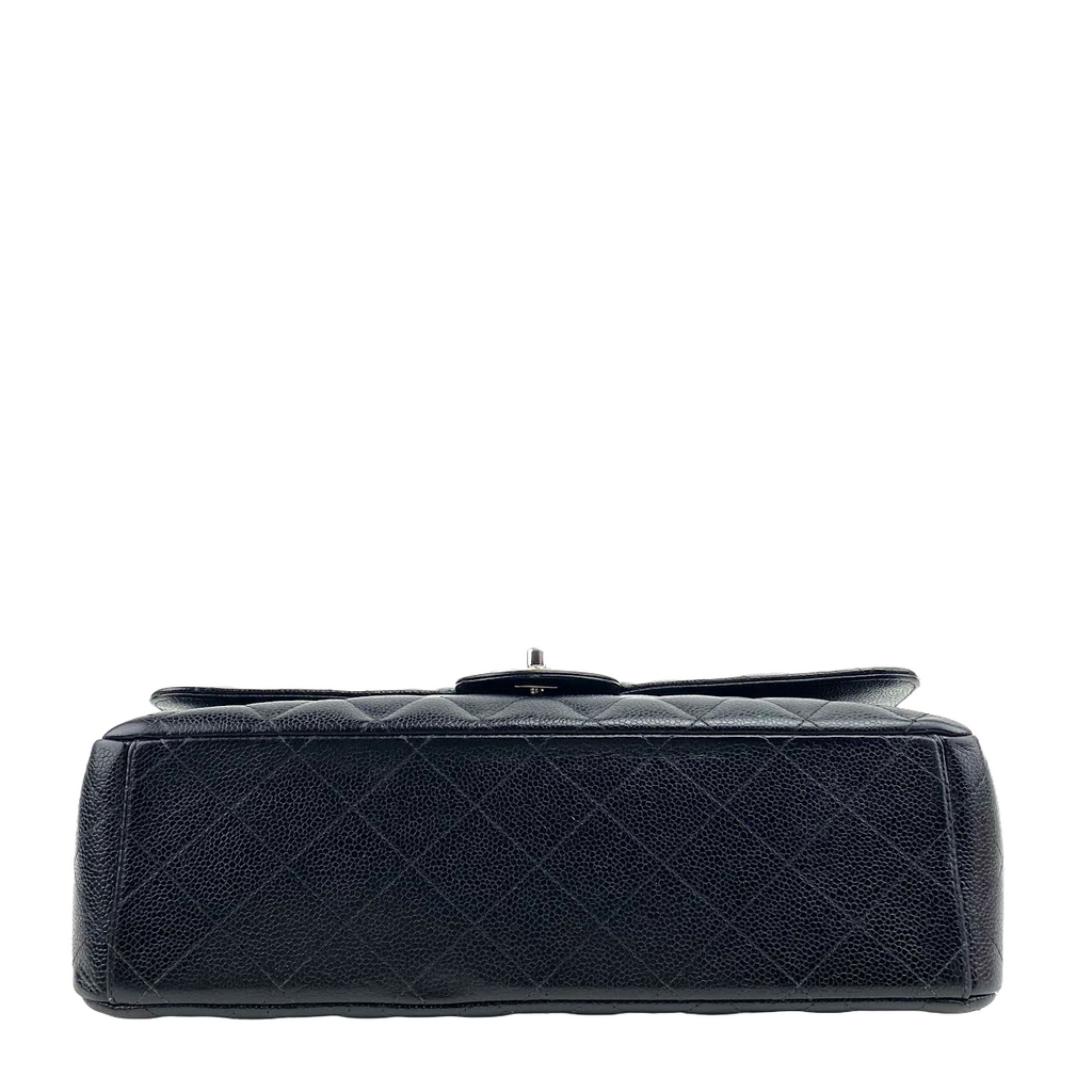 CHANEL Maxi Double Flap Quilted Caviar w/Silver