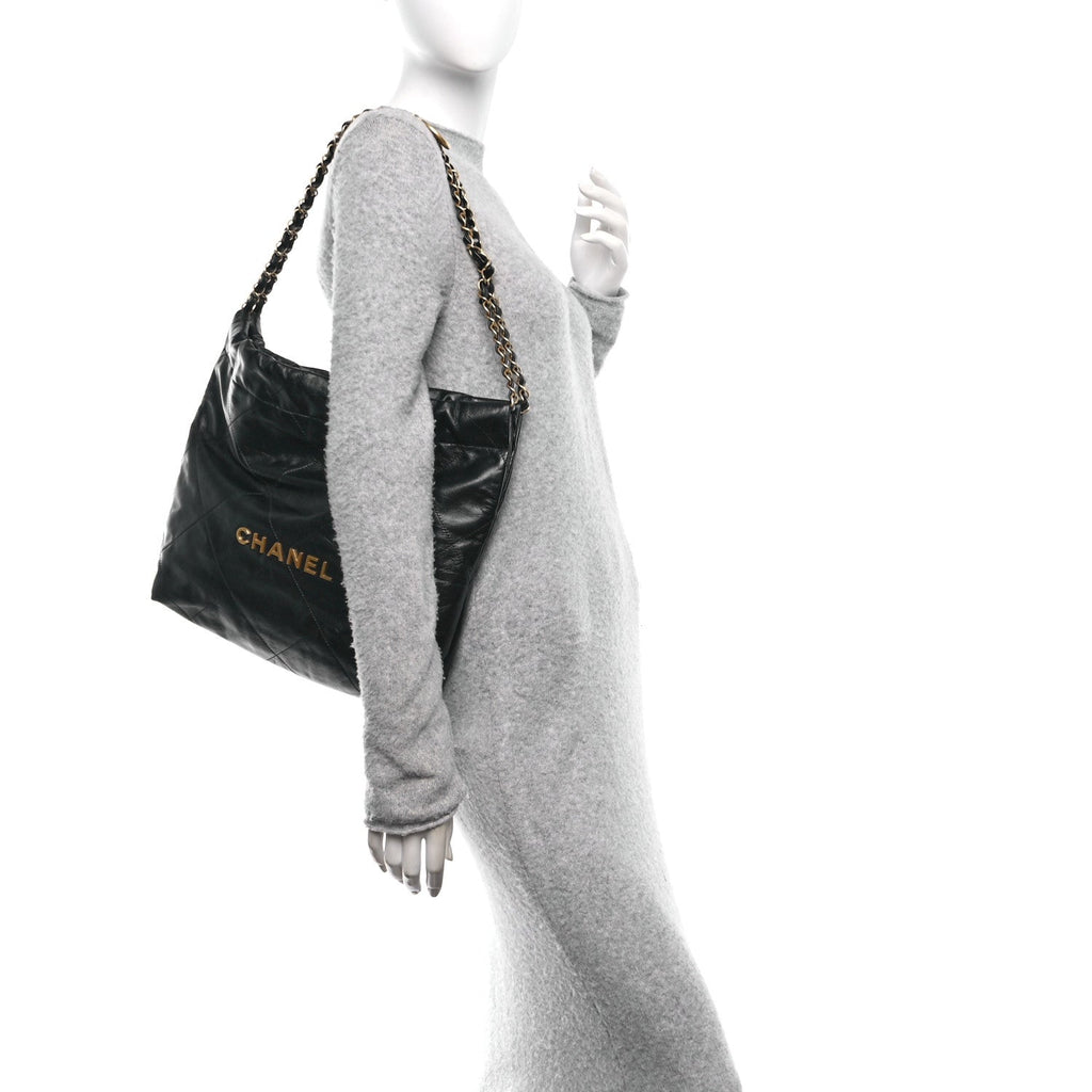 Chanel Shiny Calfskin Quilted Small Chanel 22 Black