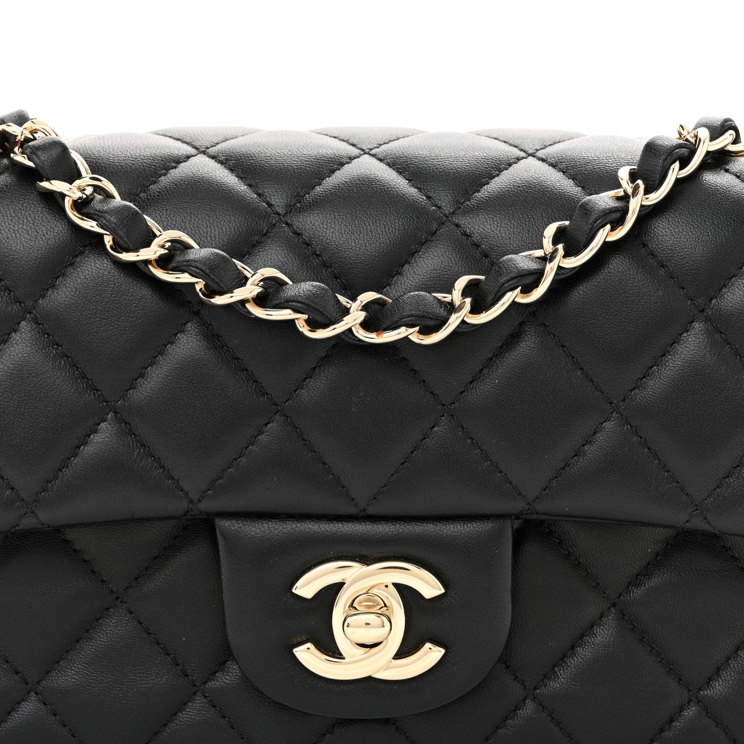 Chanel Lambskin Quilted Mini Rectangular Flap Black