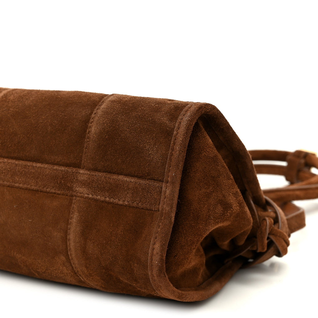 Prada Suede Triangle Medium Bonnie Shoulder Bag Cacao