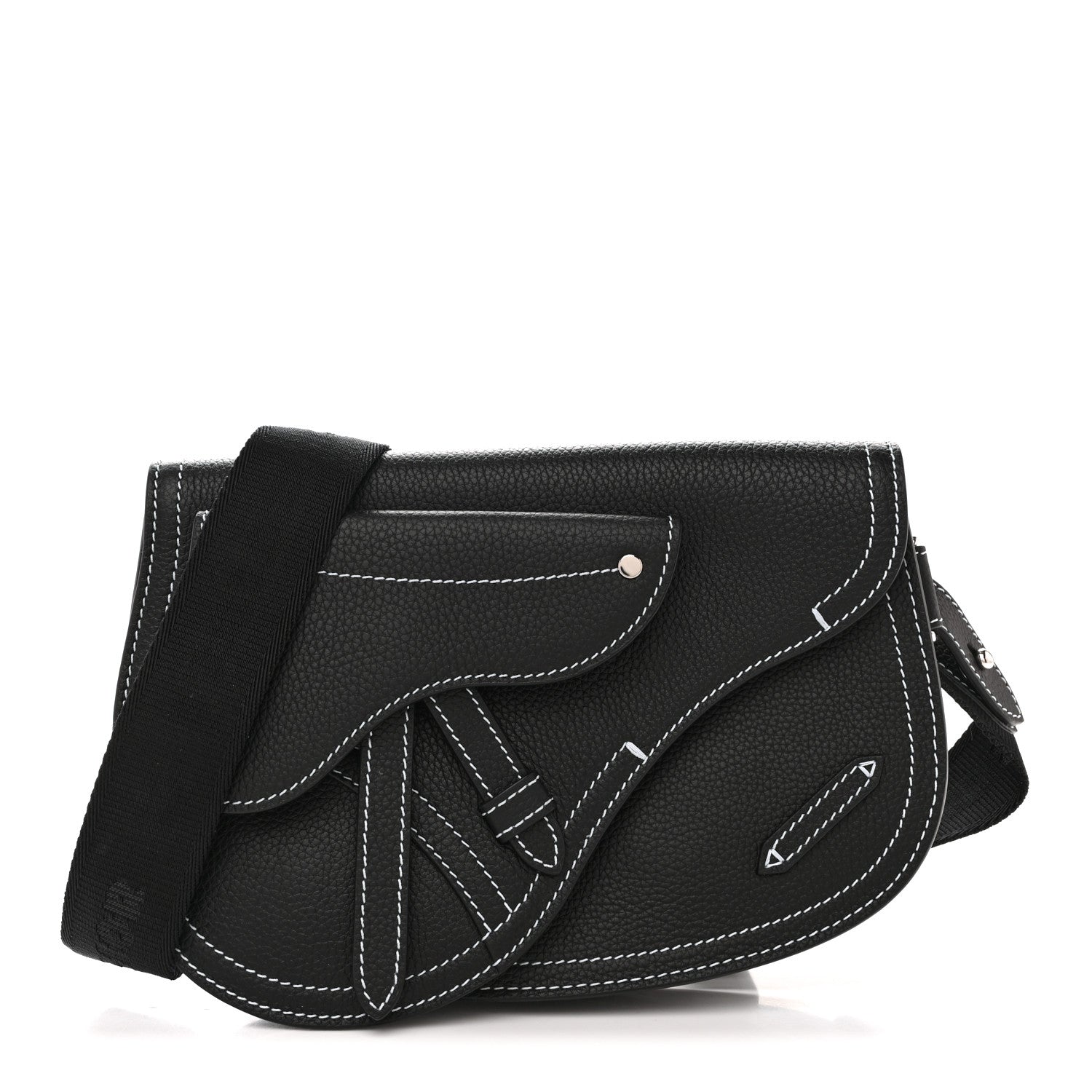 Christian Dior X KAWS Grained Calfskin Saddle Pouch Black