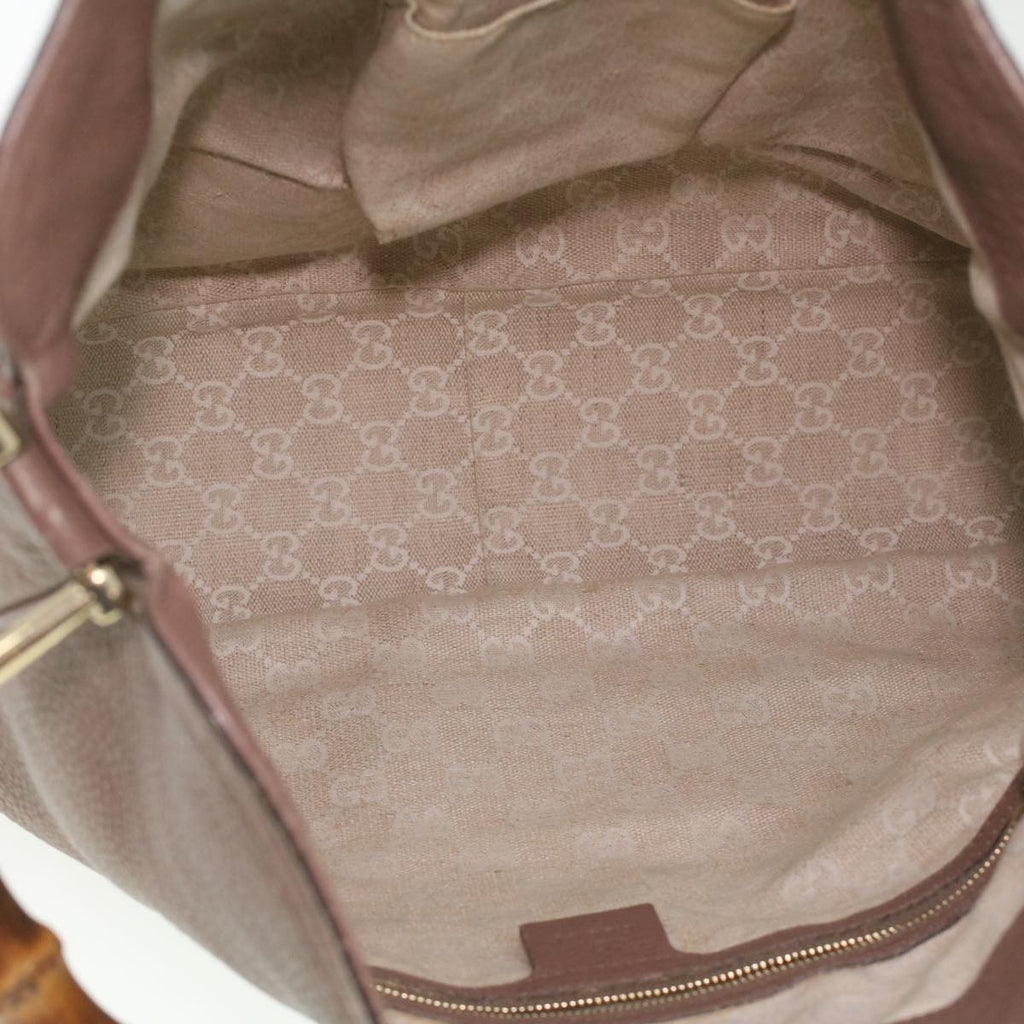 GUCCI Bamboo Hand Bag Leather 2way Pink Brown 282315 Auth 37362