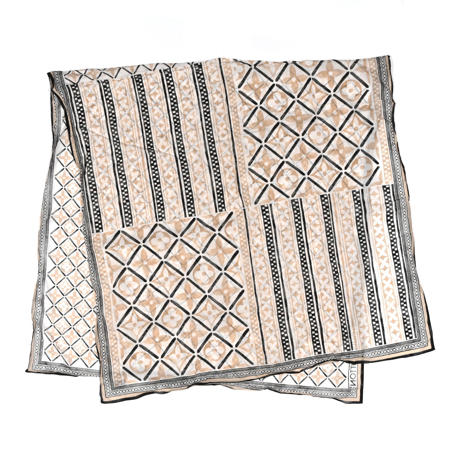 Louis Vuitton Cotton Monogram Tile Scarf Beige
