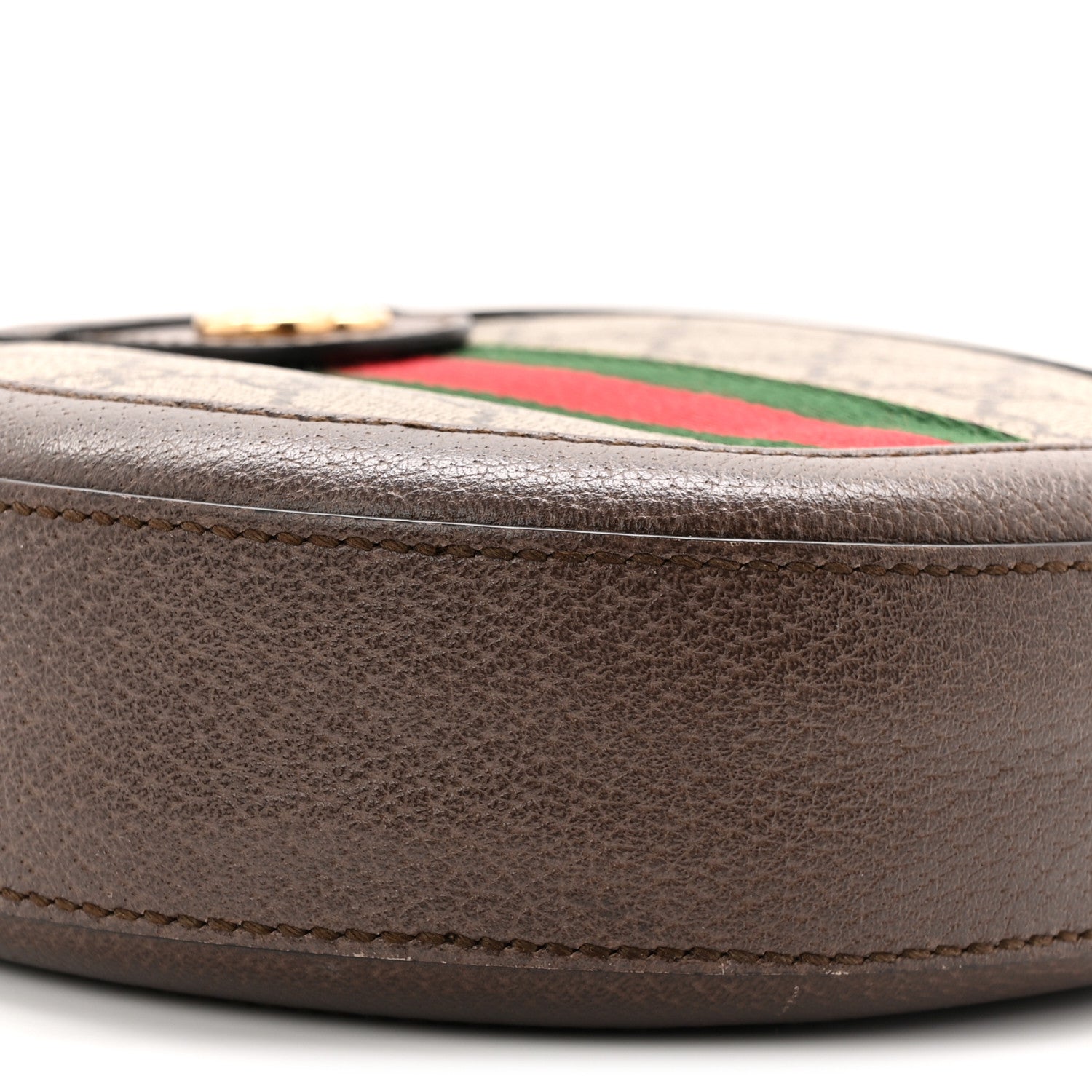 Gucci GG Supreme Monogram Web Mini Ophidia Round Shoulder Bag Brown