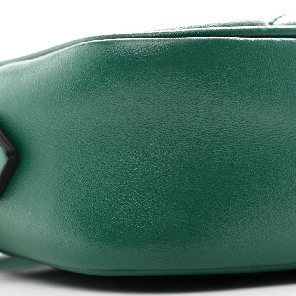 Gucci Calfskin Matelasse Small GG Marmont Chain Shoulder Bag Emerald Green