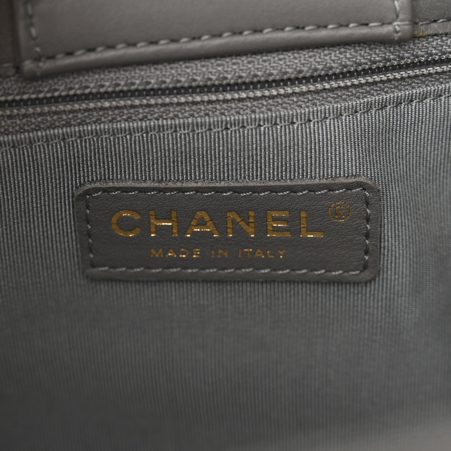 Chanel Calfskin Chevron Quilted Statement Shopping Tote Grey