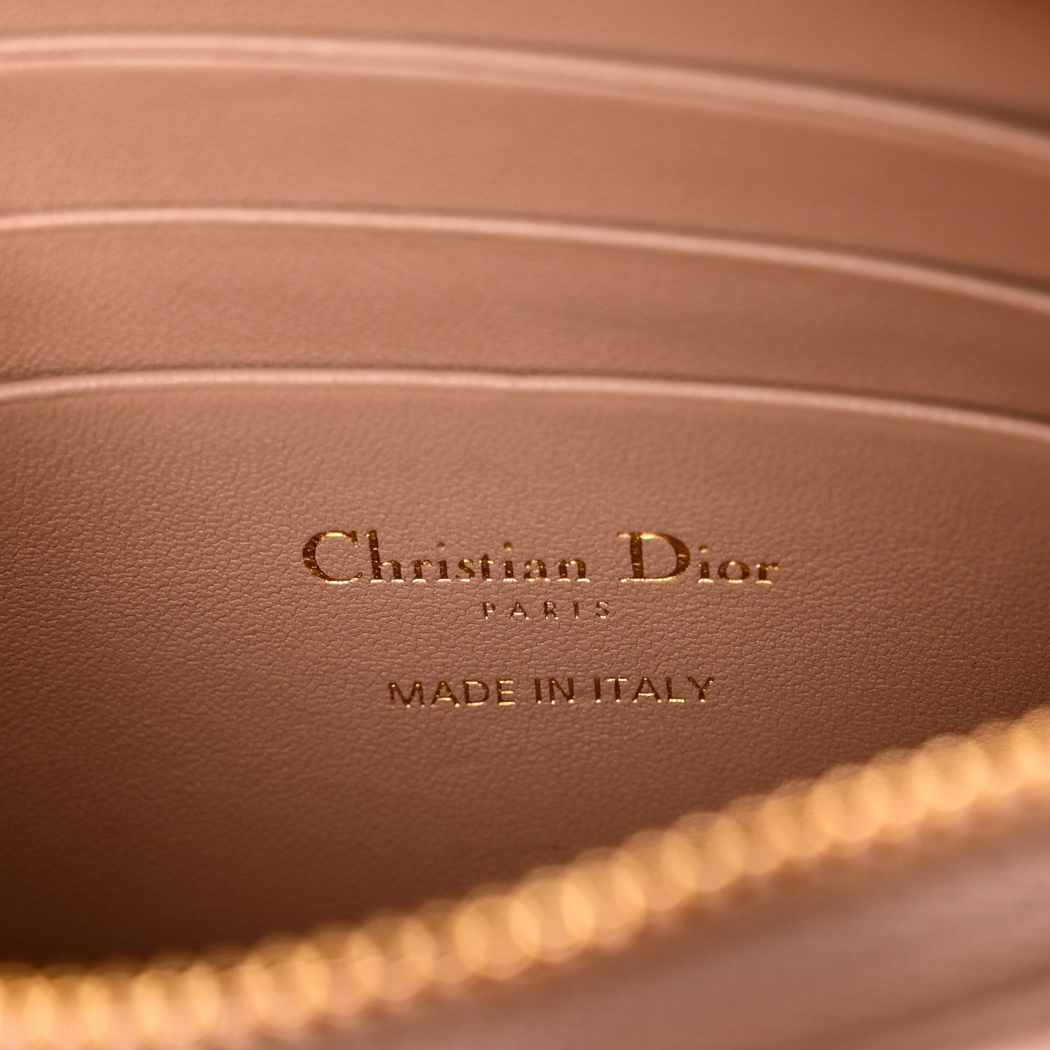 Christian Dior Supple Calfskin Cannage Caro Pouch with Chain Rose Des Vents