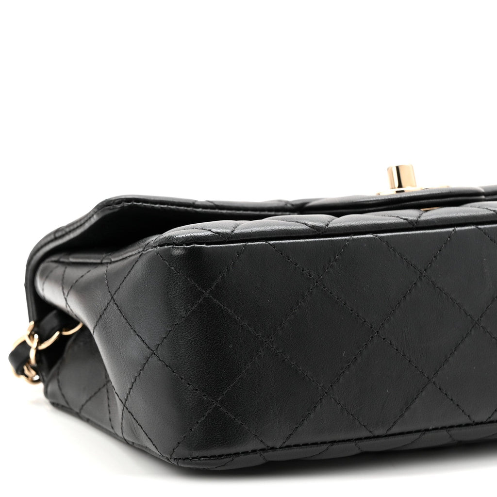 Chanel Lambskin Quilted Mini Rectangular Flap Black