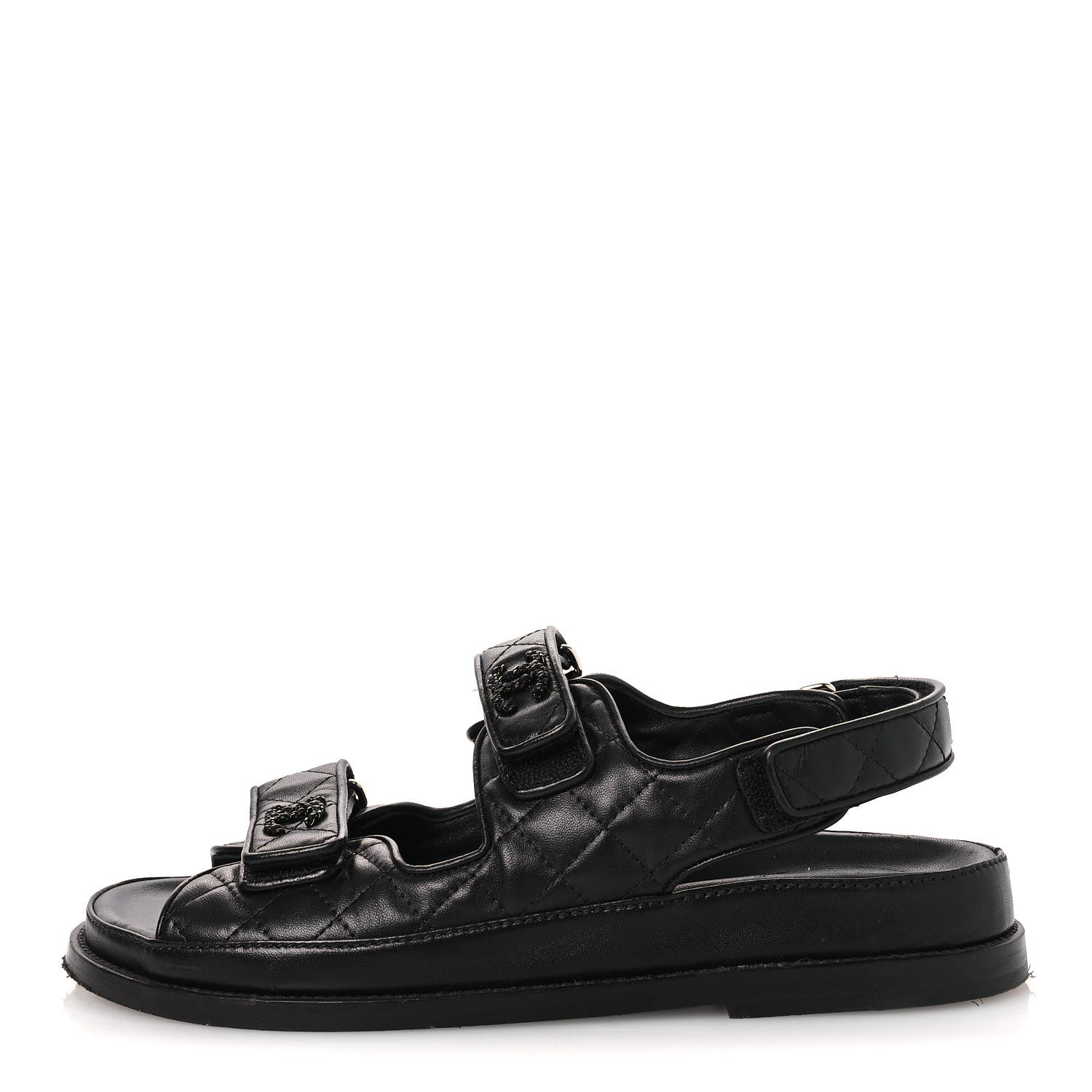 Lambskin Velcro Dad Sandals 39 Black