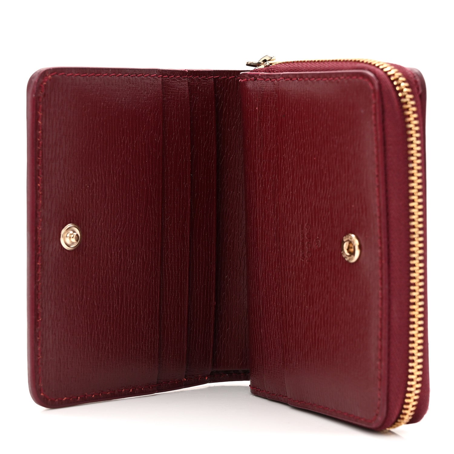 Gucci Textured Calfskin Script Logo Mini Wallet Rosso Ancora
